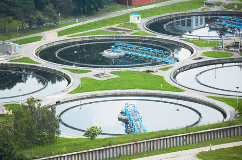 multiple municipal wastewater clarifiers